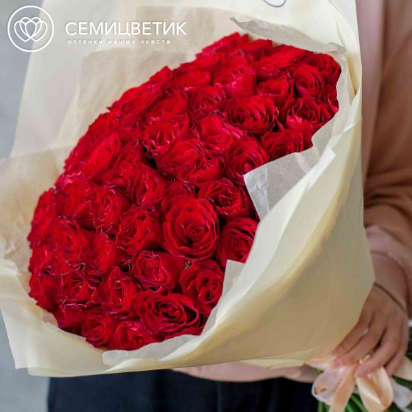 Букет из 61 красной розы 40 см (Кения)