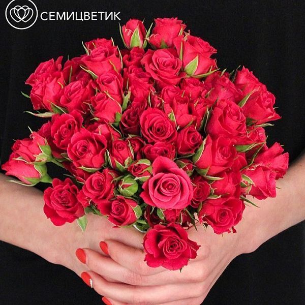 Свадебный букет из красных кустовых роз